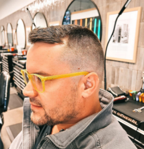 Person with a fresh haircut