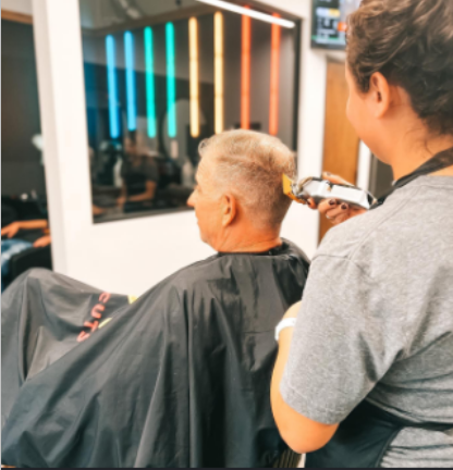 Person getting a haircut